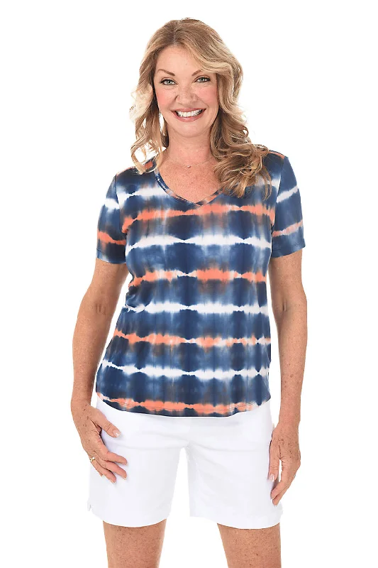 Petite Sunrise Striped Tie-Dye Tee