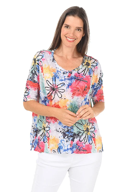 Flower Impressions High-Low Crinkle Top