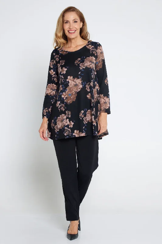 Barb Knit Top - Navy/Mushroom Floral