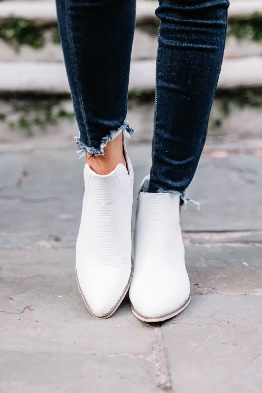 Better Out West White Croc Booties