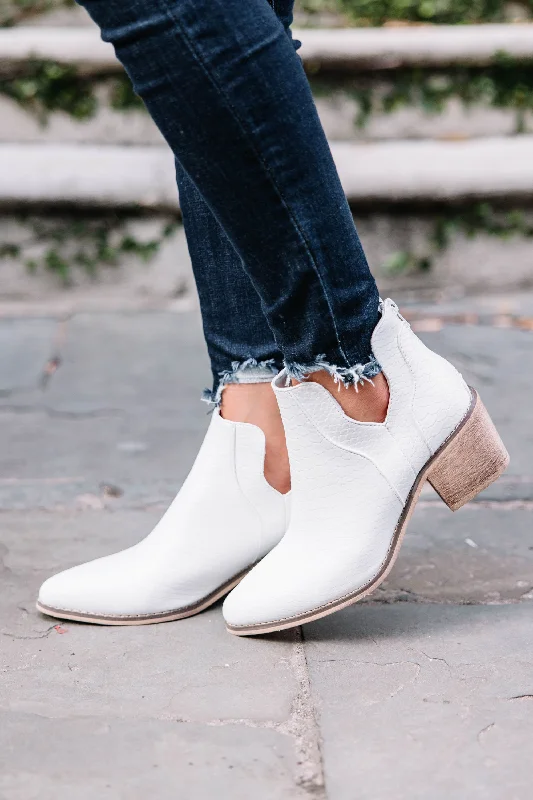 Better Out West White Croc Booties