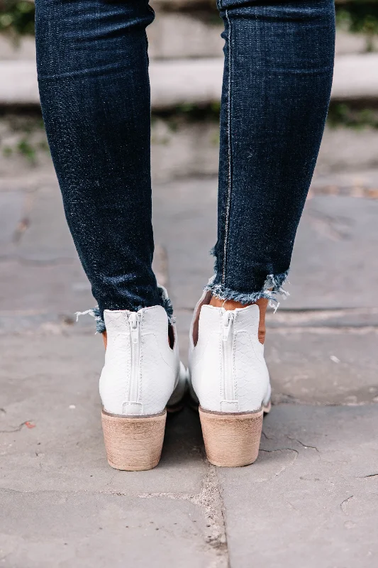 Better Out West White Croc Booties