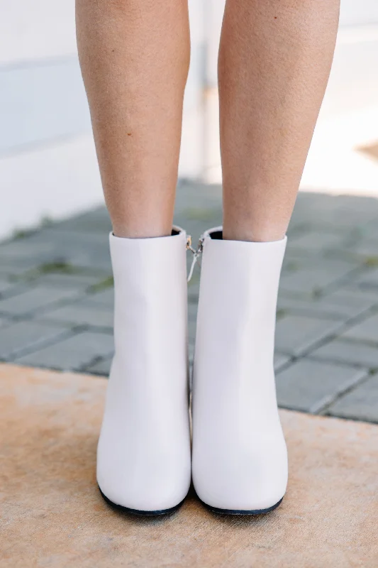 Big Ideas Off White Heeled Booties