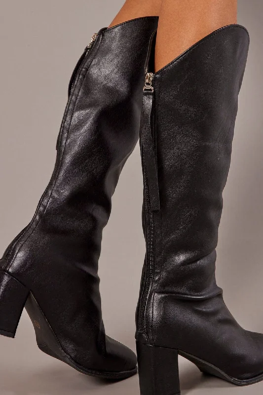 Black Heeled Knee Boots