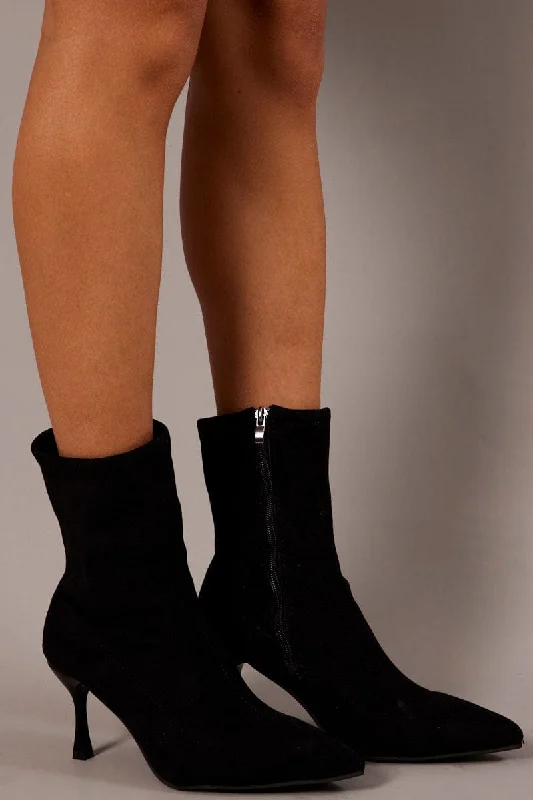 Black Heeled Sock Boots