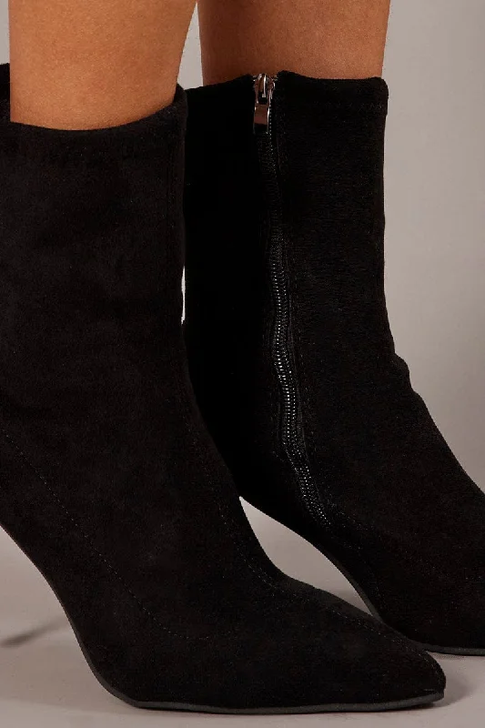 Black Heeled Sock Boots