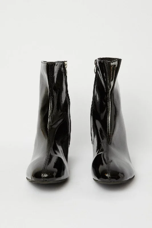 Black Patent Ankle Boots