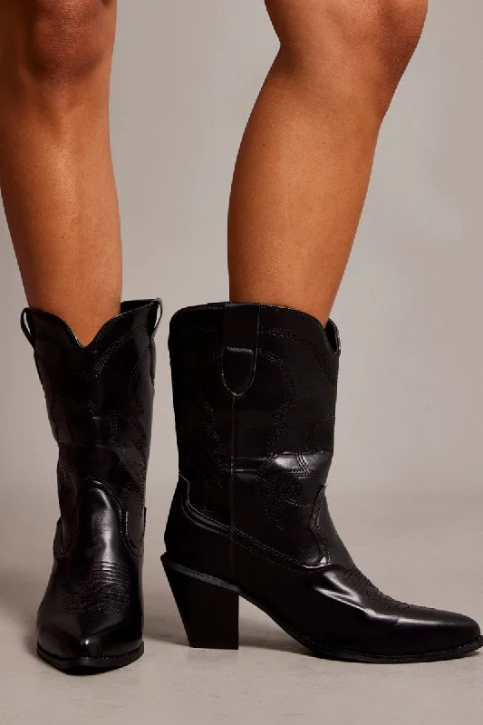 Black Western Ankle Boots