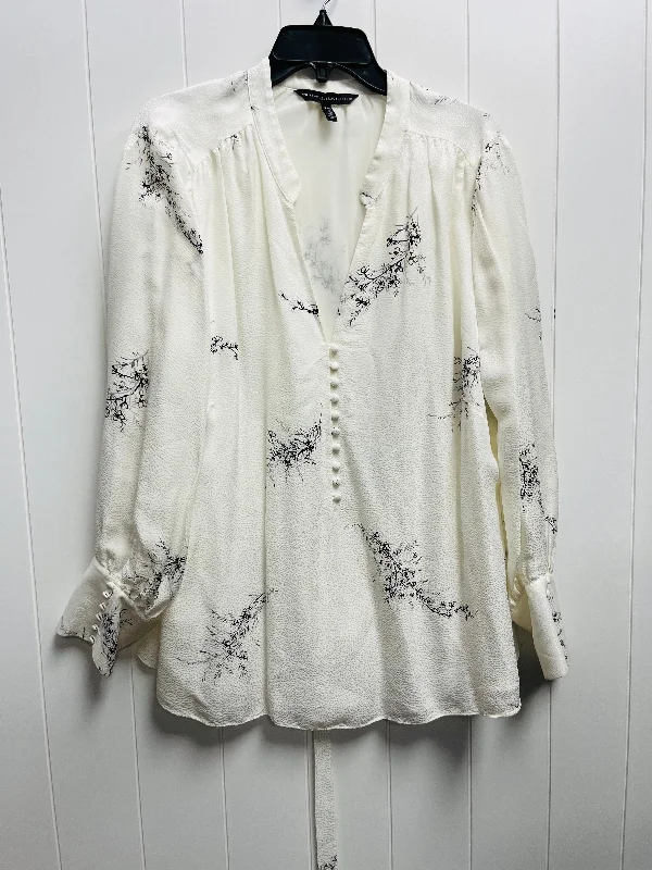 Black & White Blouse Long Sleeve White House Black Market, Size 22