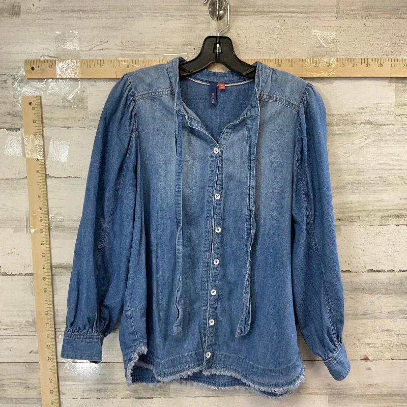 Blue Denim Blouse Long Sleeve Pilcro, Size M