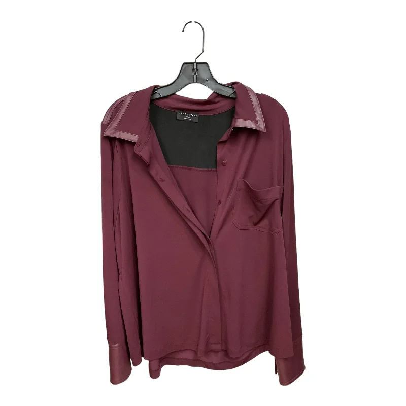 Burgundy Blouse Long Sleeve Lane Bryant, Size 2x