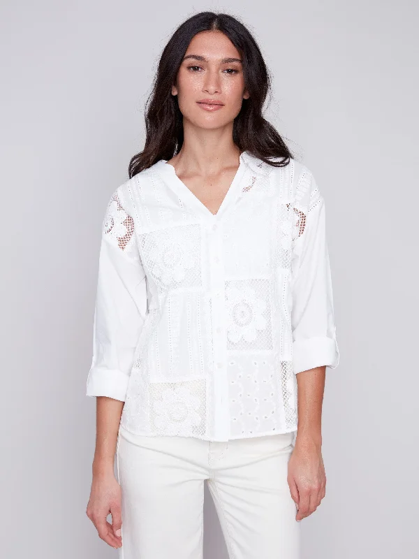 Cotton Eyelet Shirt - White