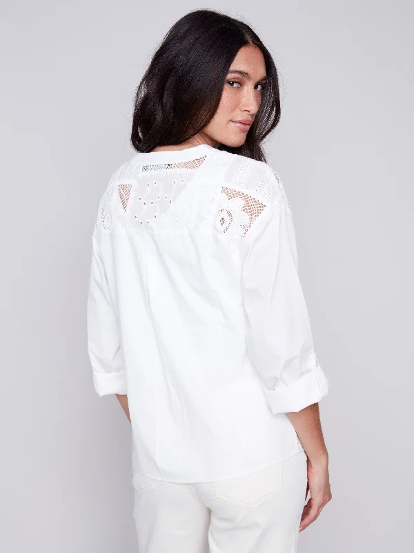 Cotton Eyelet Shirt - White