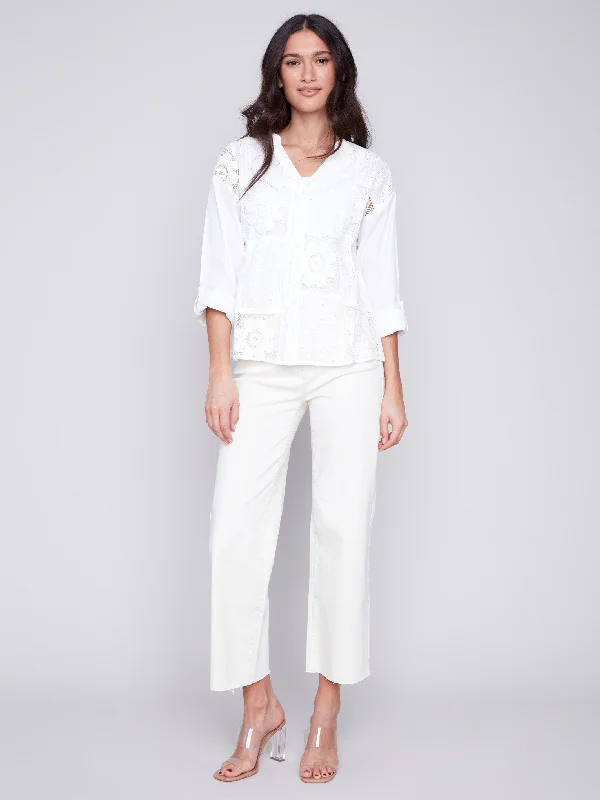 Cotton Eyelet Shirt - White