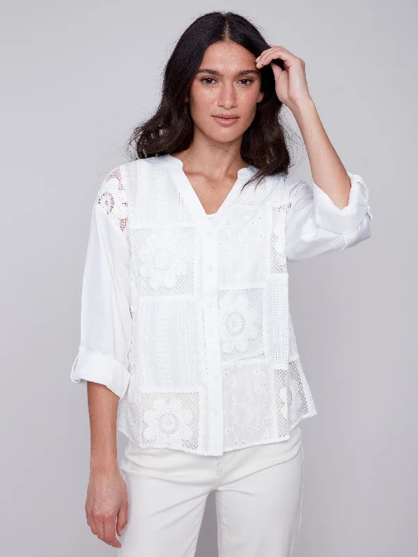 Cotton Eyelet Shirt - White