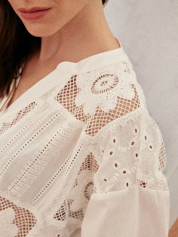 Cotton Eyelet Shirt - White