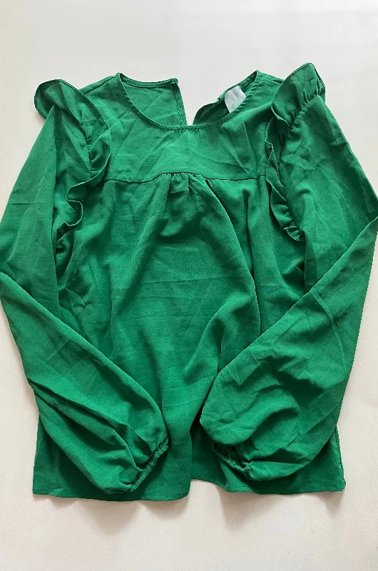 Green Blouse Long Sleeve Shop The Mint, Size L