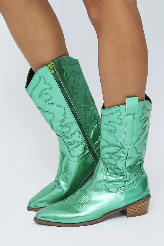 Green Festival Cowboy Boots