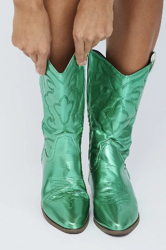 Green Festival Cowboy Boots