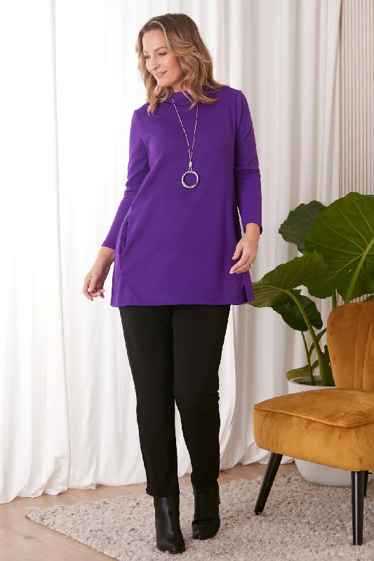 Lina Cowl Knit Tunic - Purple