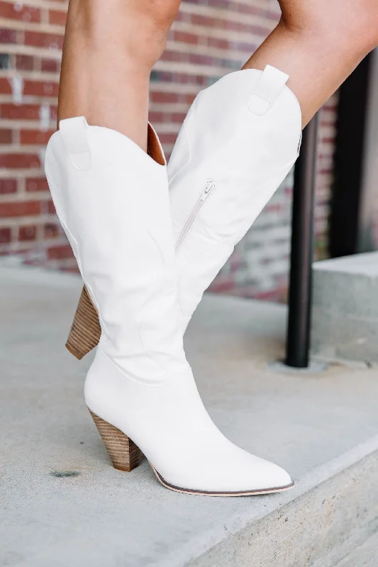 Make Your Move Cream White Western Boots