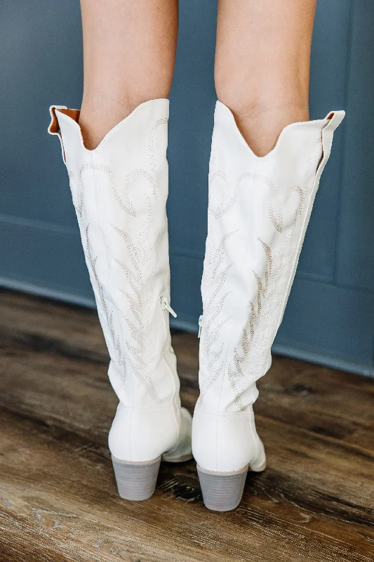 On My Mind White Western Boots