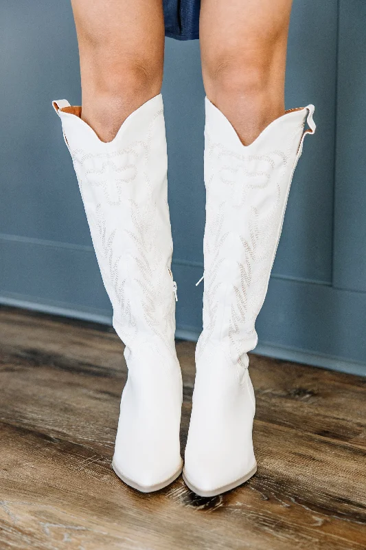 On My Mind White Western Boots