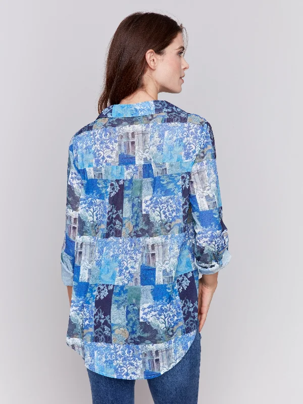 Printed Button-Front Blouse - Eden