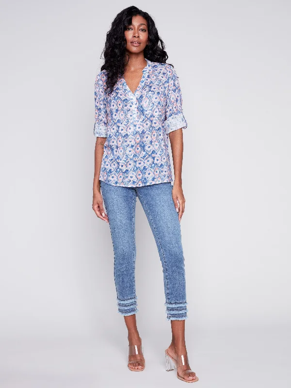 Printed Cotton Gauze Blouse - Treasure