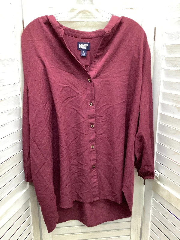 Purple Blouse Long Sleeve Lands End, Size L