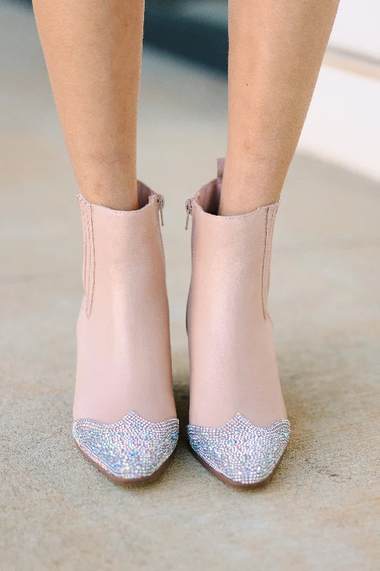 Matisse: Ready For Me Blush Pink Rhinestone Booties