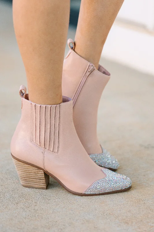 Matisse: Ready For Me Blush Pink Rhinestone Booties