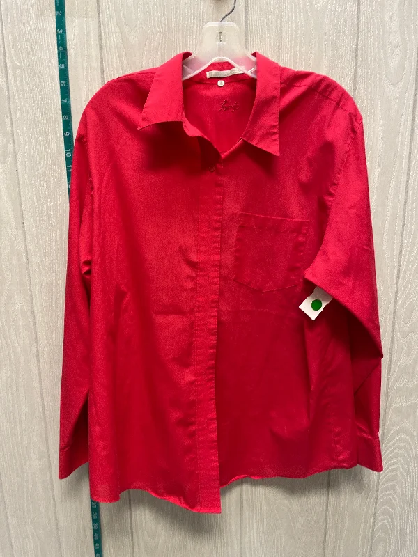 Red Blouse Long Sleeve Foxcroft, Size Xl