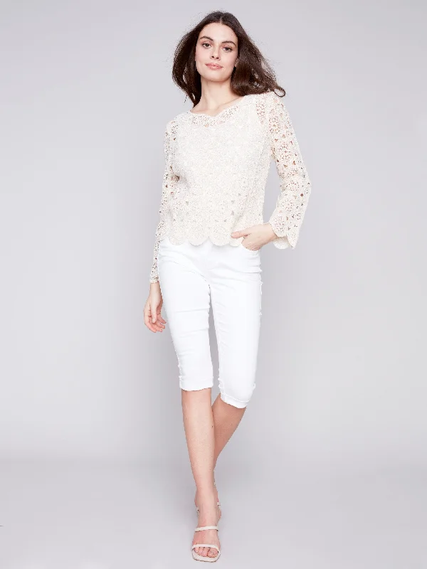 Scalloped Crochet Top - Natural