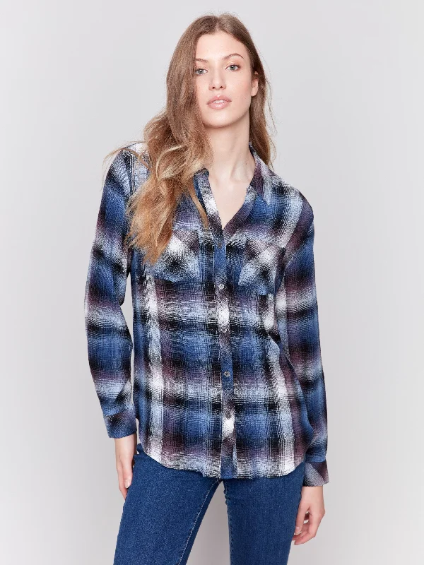 Soft Plaid Button-Down Shirt - Frost