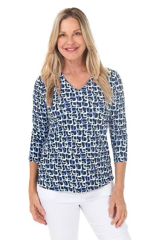 Blue Waves Classic UPF50+ V-Neck Top