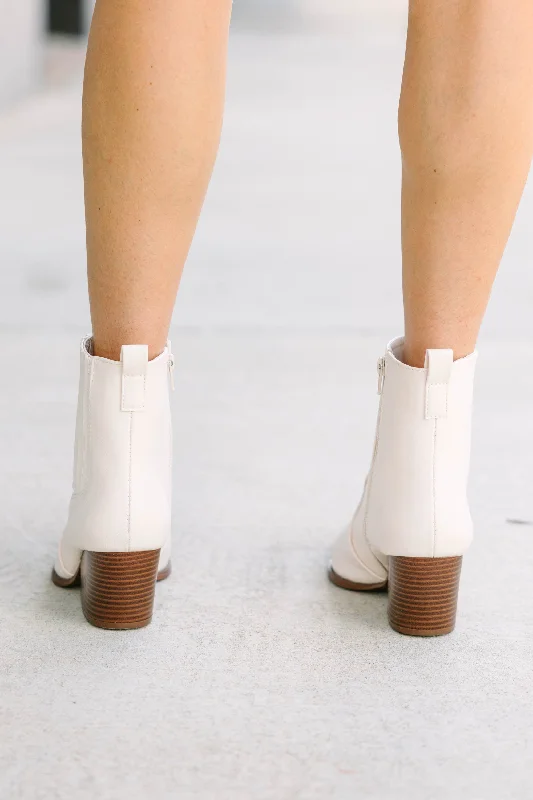 Take A Look Cream White Cowboy Booties