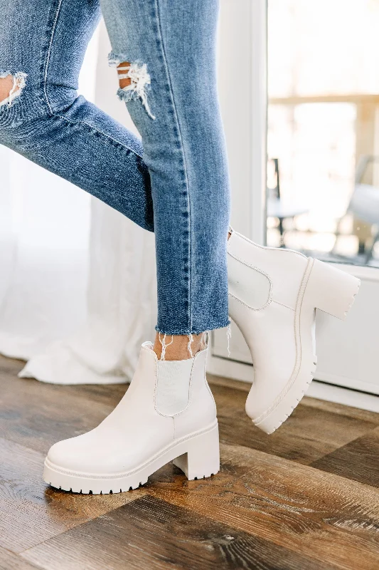 Tell Me More Cream White Chelsea Booties