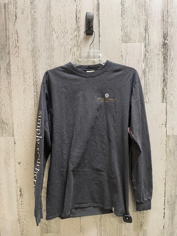 Top Long Sleeve Basic By Simply Southern In Grey, Size: M