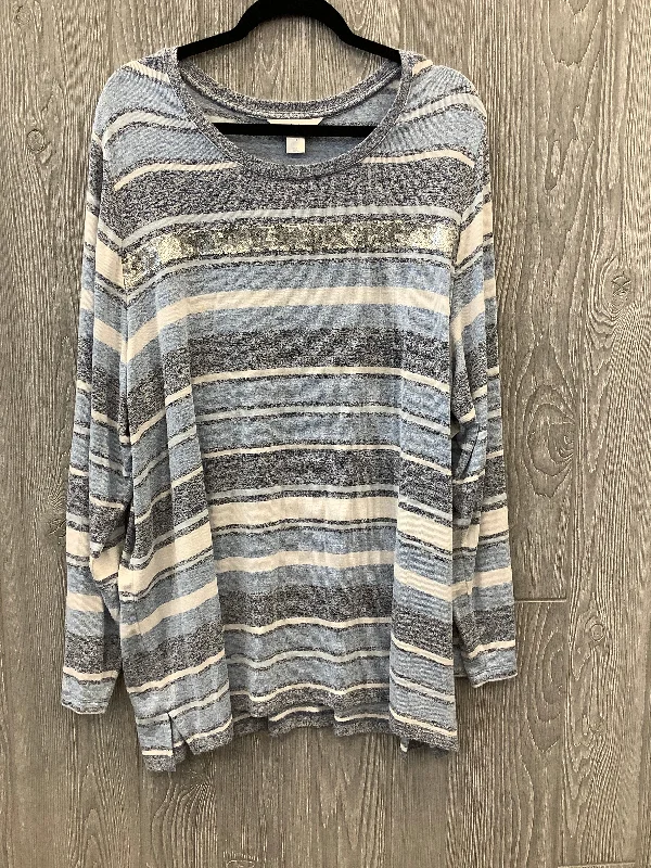 Top Long Sleeve By Cj Banks In Blue, Size: 3x