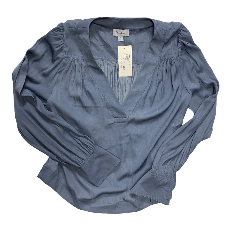 Top Long Sleeve By Evereve In Blue, Size: M