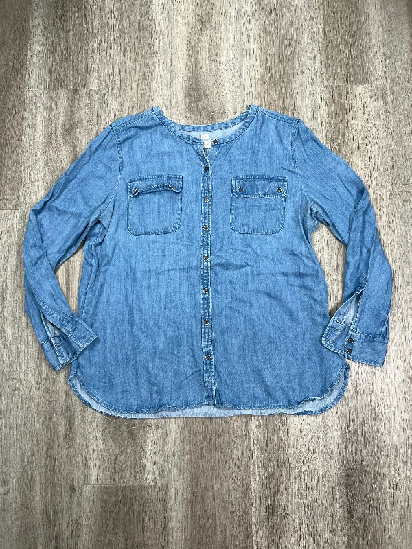 Top Long Sleeve By Loft In Blue Denim, Size: Xl