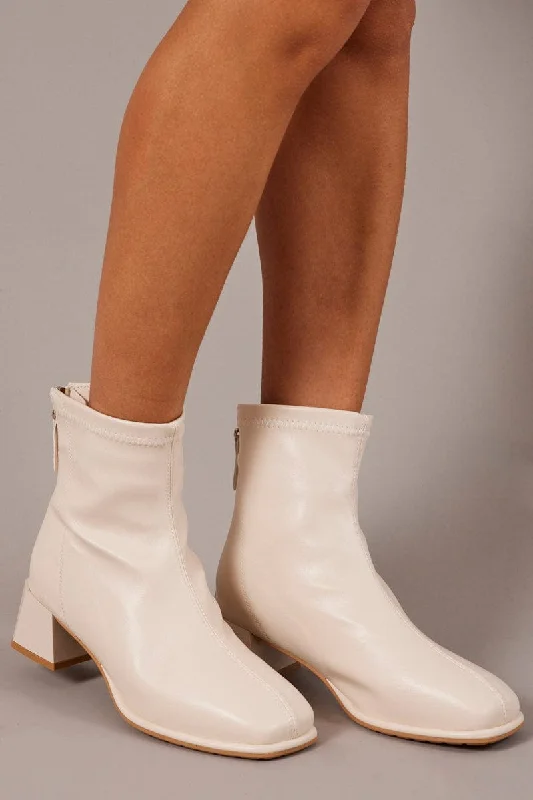 White Ankle Boots Sock Boots