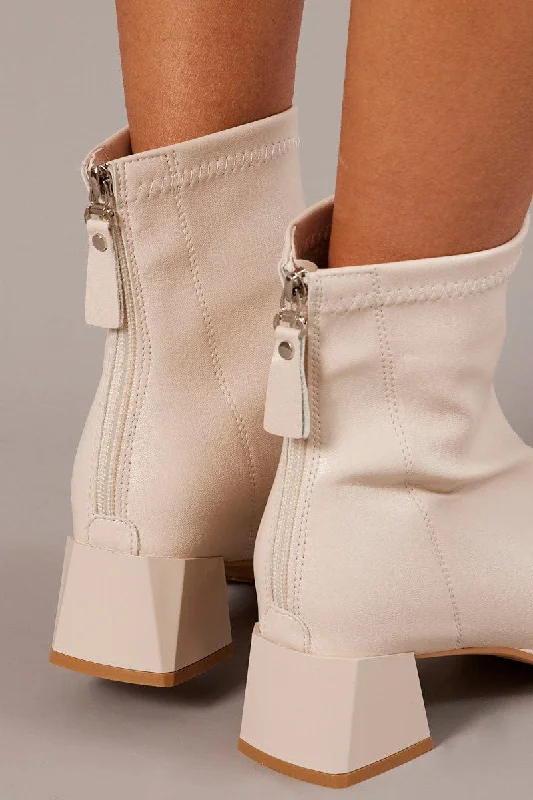 White Ankle Boots Sock Boots