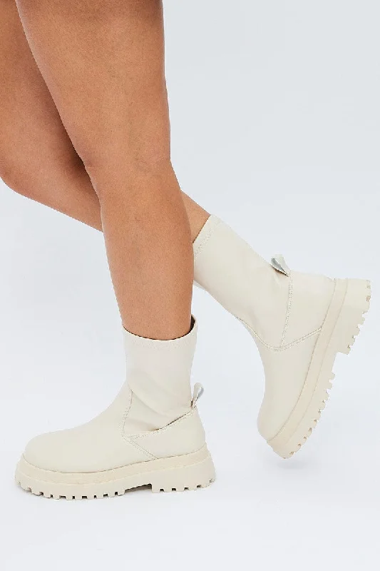 White Chunky Sock Boots