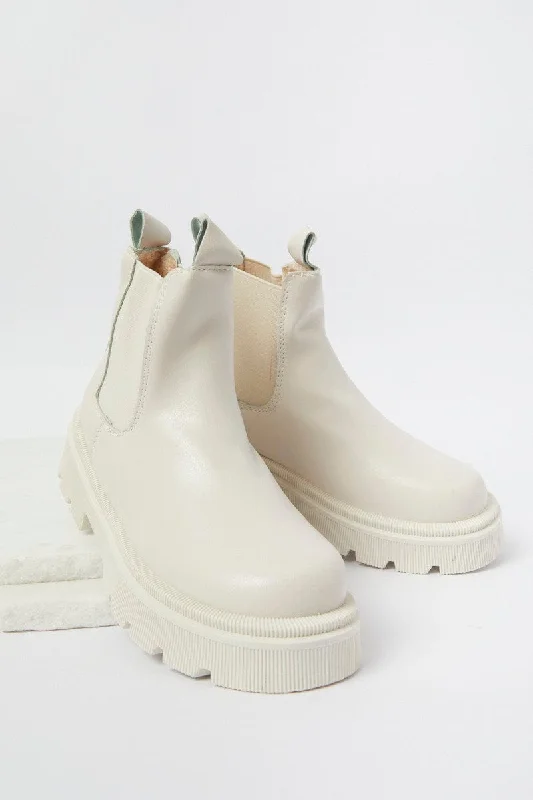 White Chunky Sole Boots