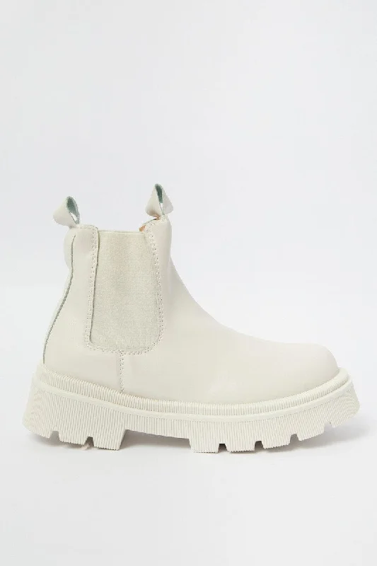 White Chunky Sole Boots