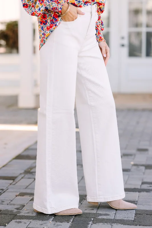 Risen Jeans: Above And Beyond White Wide Leg Jeans