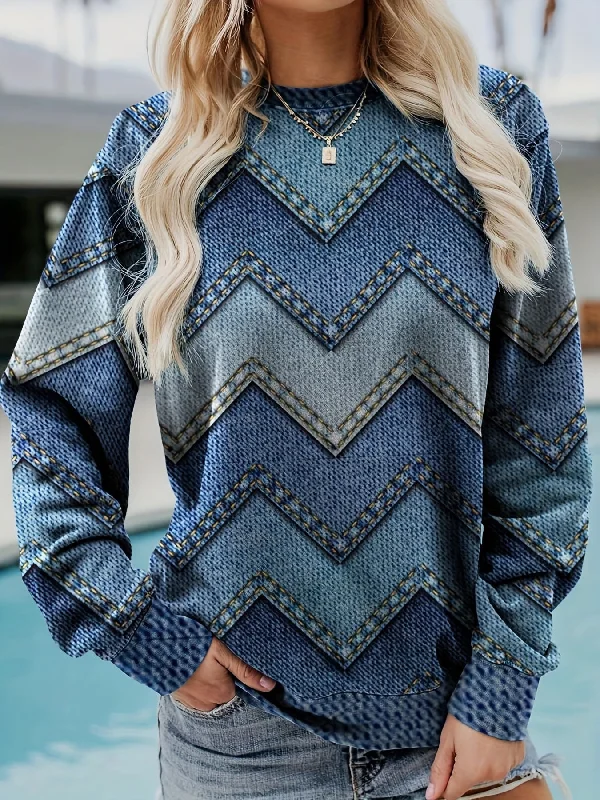 Beautiful Versatile Graceful Autumn Striped Printed Sweaters