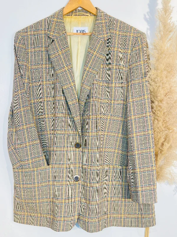 Classic Checkered Triple Pocket Multicolour Blazer